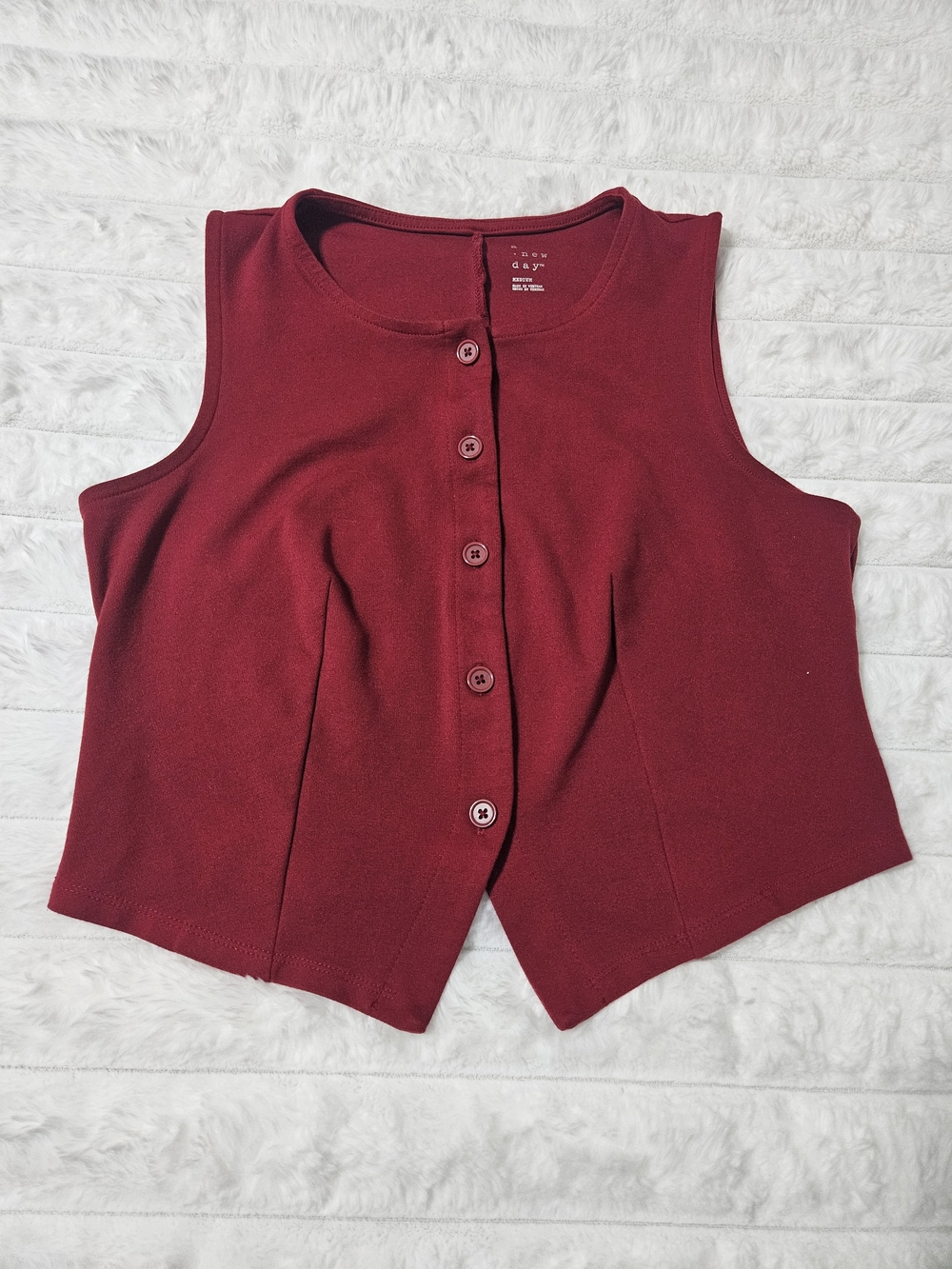 a new day Burgundy Button Front Sleeveless Vest Top